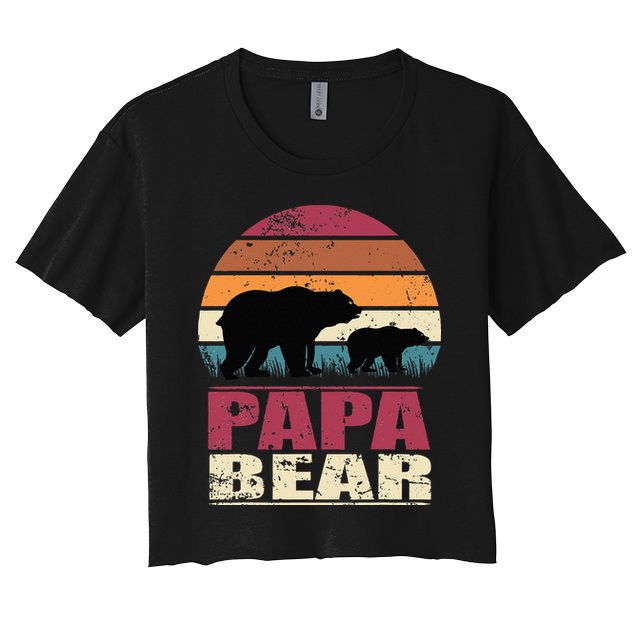Papabear Family Daddy Bear Newborn Baby Fatherhood Papa Bear Crop Top