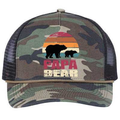 Papabear Family Daddy Bear Newborn Baby Fatherhood Papa Bear Retro Rope Trucker Hat Cap