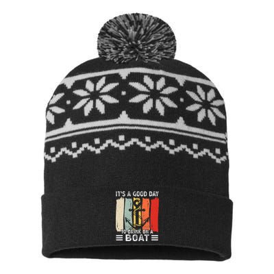 Pontoon Funny Drinking ItS A Good Day To Drink On A Boat USA-Made Snowflake Beanie