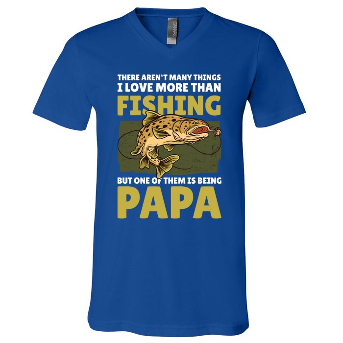 Papa Fishing Dad For Father's Day Meaningful Gift V-Neck T-Shirt