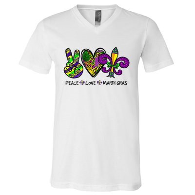 Purple Fleur De Is Lips Funny Mardi Gras Carnival V-Neck T-Shirt