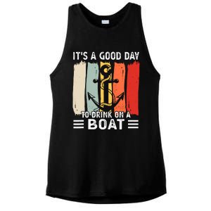 Pontoon Funny Drinking ItS A Good Day To Drink On A Boat Ladies PosiCharge Tri-Blend Wicking Tank