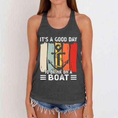 Pontoon Funny Drinking ItS A Good Day To Drink On A Boat Women's Knotted Racerback Tank