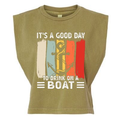 Pontoon Funny Drinking ItS A Good Day To Drink On A Boat Garment-Dyed Women's Muscle Tee