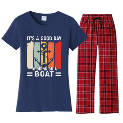 Pontoon Funny Drinking ItS A Good Day To Drink On A Boat Women's Flannel Pajama Set