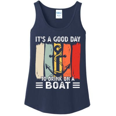 Pontoon Funny Drinking ItS A Good Day To Drink On A Boat Ladies Essential Tank