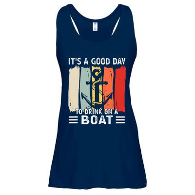 Pontoon Funny Drinking ItS A Good Day To Drink On A Boat Ladies Essential Flowy Tank