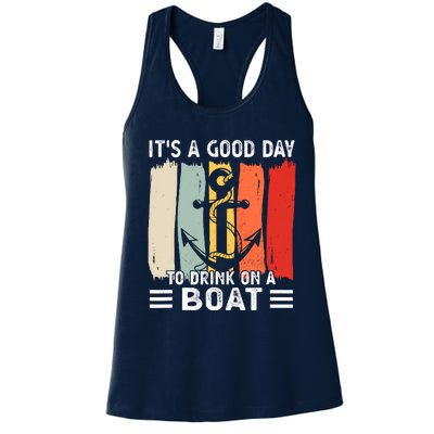 Pontoon Funny Drinking ItS A Good Day To Drink On A Boat Women's Racerback Tank