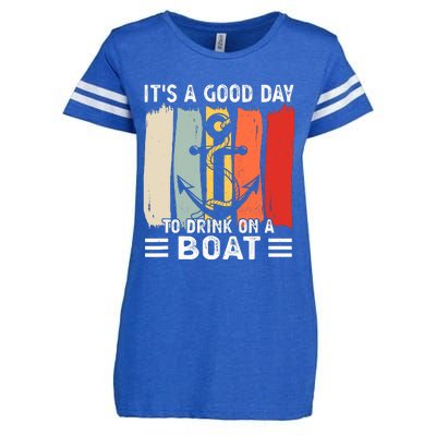 Pontoon Funny Drinking ItS A Good Day To Drink On A Boat Enza Ladies Jersey Football T-Shirt