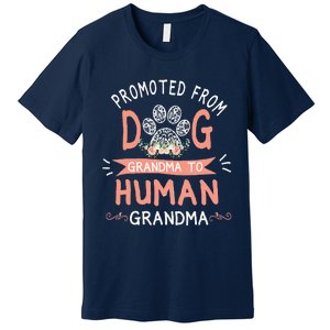 Promoted From Dog Grandma To Human Grandma Mother's Day Premium T-Shirt