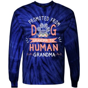 Promoted From Dog Grandma To Human Grandma Mother's Day Tie-Dye Long Sleeve Shirt