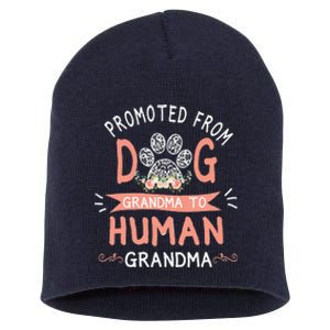 Promoted From Dog Grandma To Human Grandma Mother's Day Short Acrylic Beanie