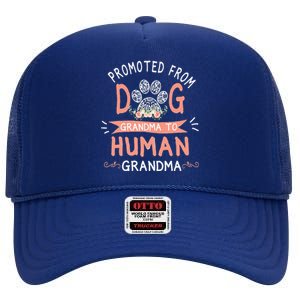 Promoted From Dog Grandma To Human Grandma Mother's Day High Crown Mesh Back Trucker Hat