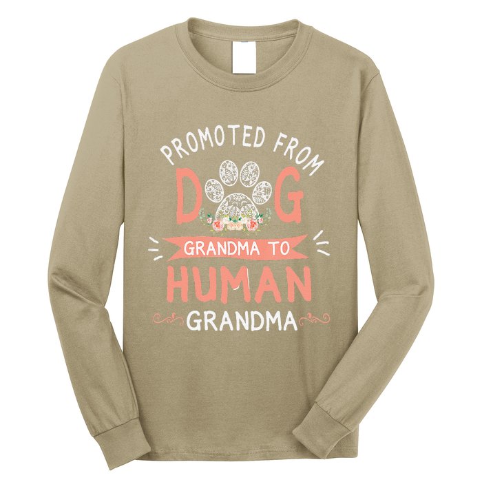 Promoted From Dog Grandma To Human Grandma Mother's Day Long Sleeve Shirt