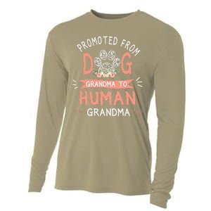 Promoted From Dog Grandma To Human Grandma Mother's Day Cooling Performance Long Sleeve Crew