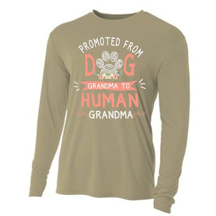 Promoted From Dog Grandma To Human Grandma Mother's Day Cooling Performance Long Sleeve Crew