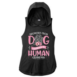 Promoted From Dog Grandma To Human Grandma Mother's Day Ladies PosiCharge Tri-Blend Wicking Draft Hoodie Tank