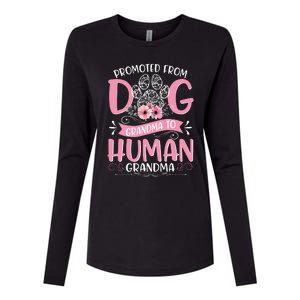 Promoted From Dog Grandma To Human Grandma Mother's Day Womens Cotton Relaxed Long Sleeve T-Shirt