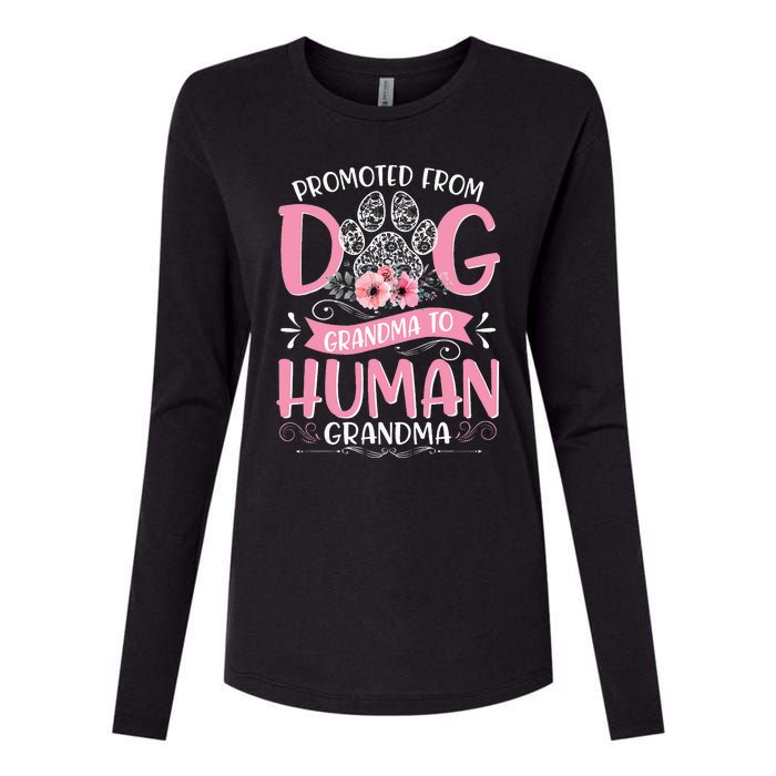 Promoted From Dog Grandma To Human Grandma Mother's Day Womens Cotton Relaxed Long Sleeve T-Shirt