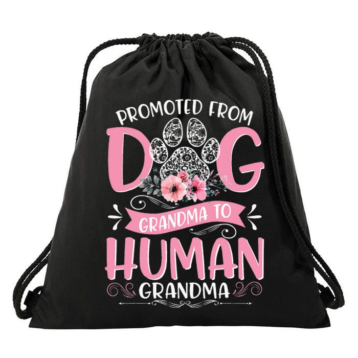 Promoted From Dog Grandma To Human Grandma Mother's Day Drawstring Bag