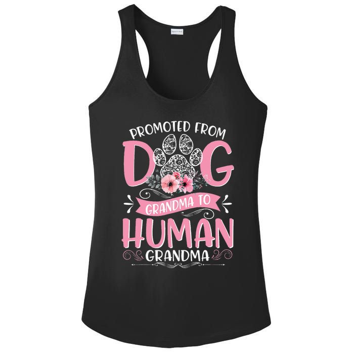 Promoted From Dog Grandma To Human Grandma Mother's Day Ladies PosiCharge Competitor Racerback Tank