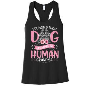 Promoted From Dog Grandma To Human Grandma Mother's Day Women's Racerback Tank