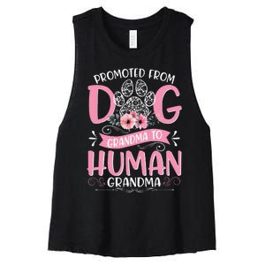 Promoted From Dog Grandma To Human Grandma Mother's Day Women's Racerback Cropped Tank