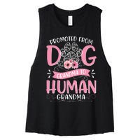 Promoted From Dog Grandma To Human Grandma Mother's Day Women's Racerback Cropped Tank