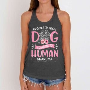 Promoted From Dog Grandma To Human Grandma Mother's Day Women's Knotted Racerback Tank