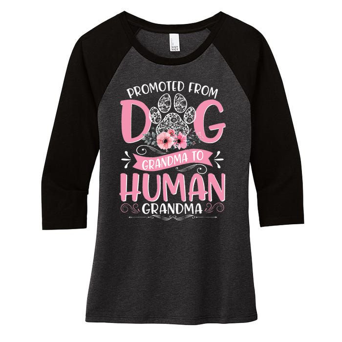 Promoted From Dog Grandma To Human Grandma Mother's Day Women's Tri-Blend 3/4-Sleeve Raglan Shirt