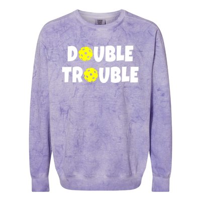 Pickleball Funny Double Trouble Team Colorblast Crewneck Sweatshirt