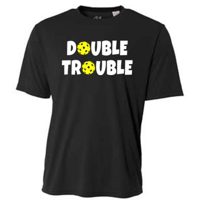 Pickleball Funny Double Trouble Team Cooling Performance Crew T-Shirt