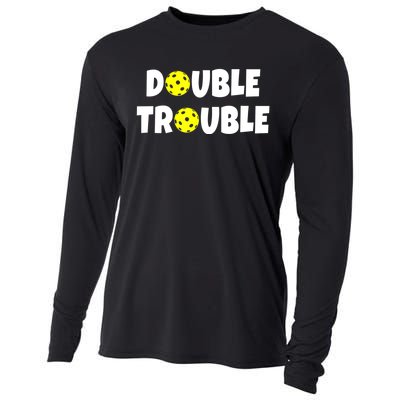 Pickleball Funny Double Trouble Team Cooling Performance Long Sleeve Crew