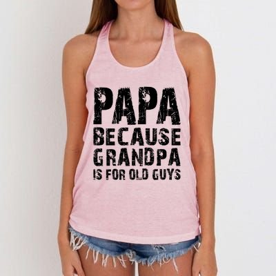 Papa Fathers Day Funny Gift Grandpa Sarcastic Humor Top Gift Women's Knotted Racerback Tank