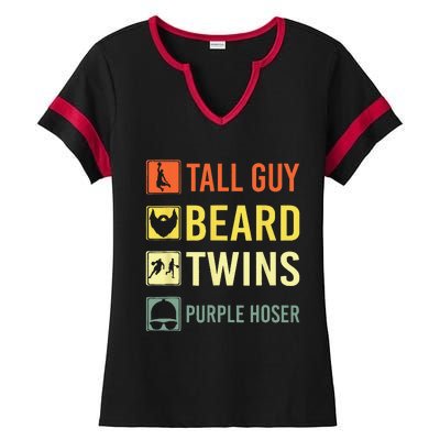 Perfect For Dude Tall Guy Beard Twins Purple Hoser Ladies Halftime Notch Neck Tee