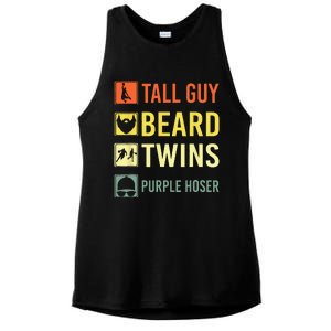 Perfect For Dude Tall Guy Beard Twins Purple Hoser Ladies PosiCharge Tri-Blend Wicking Tank