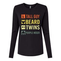 Perfect For Dude Tall Guy Beard Twins Purple Hoser Womens Cotton Relaxed Long Sleeve T-Shirt