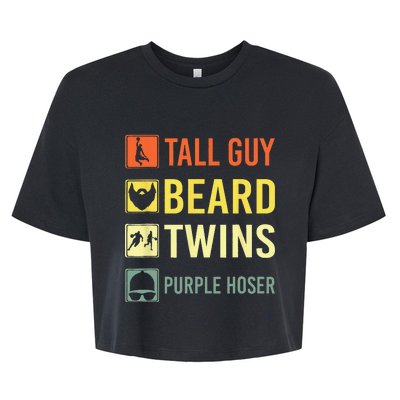 Perfect For Dude Tall Guy Beard Twins Purple Hoser Bella+Canvas Jersey Crop Tee