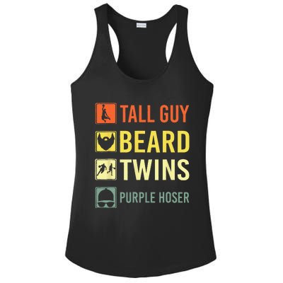 Perfect For Dude Tall Guy Beard Twins Purple Hoser Ladies PosiCharge Competitor Racerback Tank