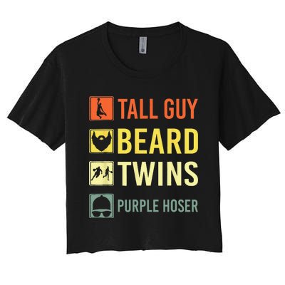 Perfect For Dude Tall Guy Beard Twins Purple Hoser Women's Crop Top Tee