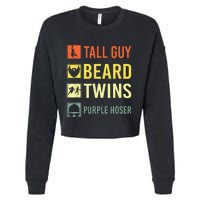 Perfect For Dude Tall Guy Beard Twins Purple Hoser Cropped Pullover Crew