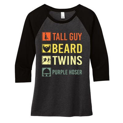 Perfect For Dude Tall Guy Beard Twins Purple Hoser Women's Tri-Blend 3/4-Sleeve Raglan Shirt