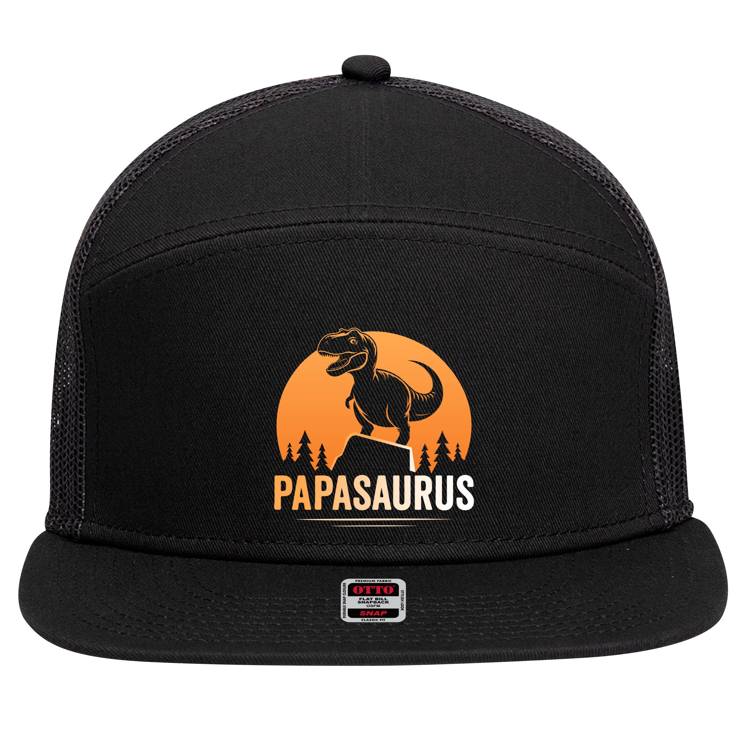 Papasaurus FatherS Day Graphic 7 Panel Mesh Trucker Snapback Hat