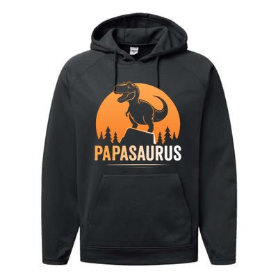 Papasaurus FatherS Day Graphic Performance Fleece Hoodie