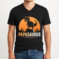 Papasaurus FatherS Day Graphic V-Neck T-Shirt