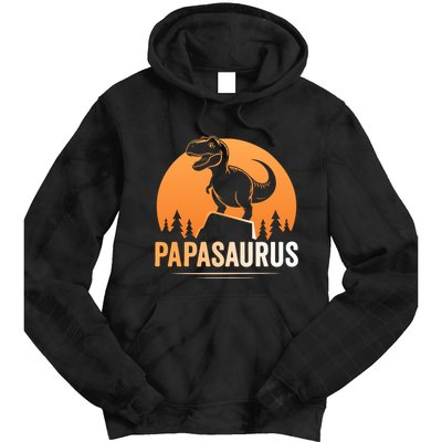 Papasaurus FatherS Day Graphic Tie Dye Hoodie