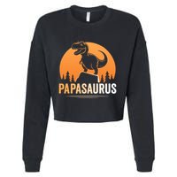 Papasaurus FatherS Day Graphic Cropped Pullover Crew