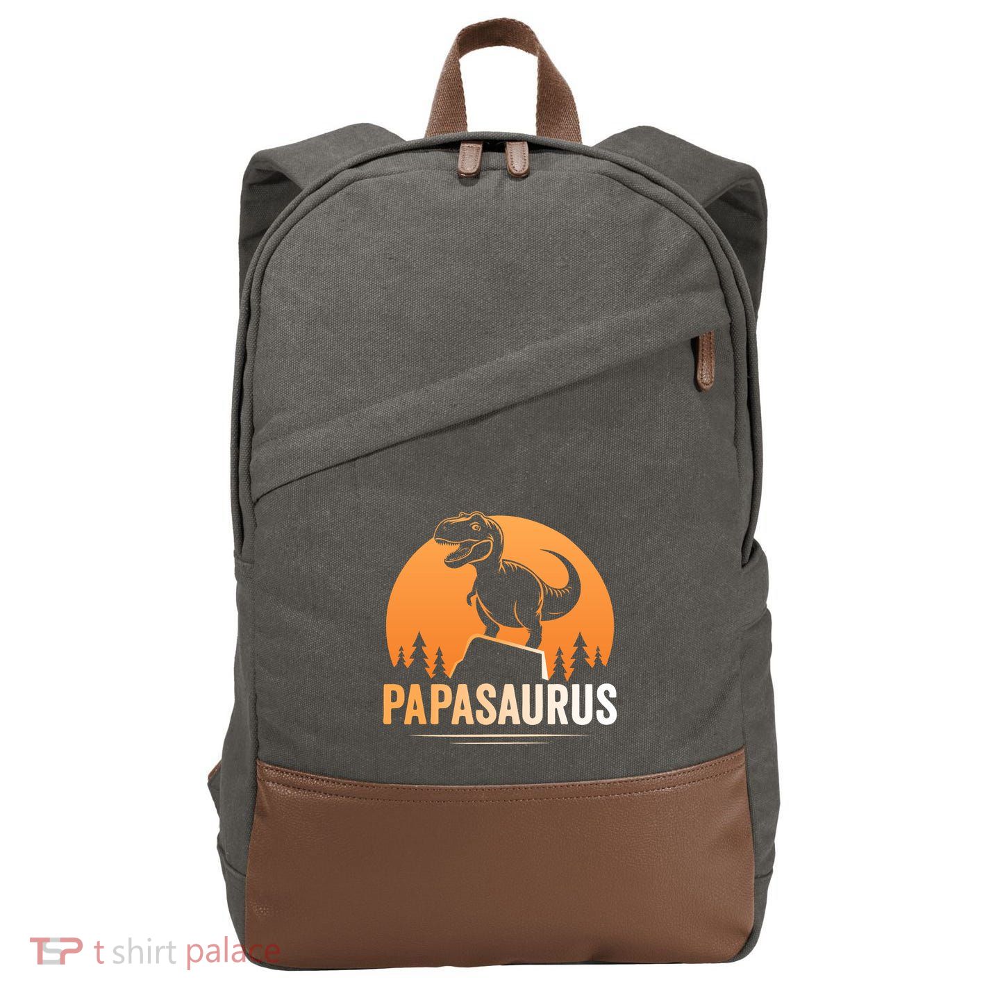 Papasaurus FatherS Day Graphic Cotton Canvas Backpack