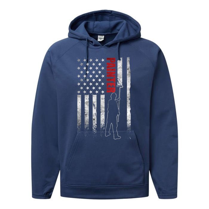 Painter Fathers Day American Painter House Painter Performance Fleece Hoodie