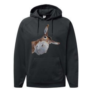 Peachbruh Funny Donkey Art Donkey Head Smile Eagerlys Performance Fleece Hoodie